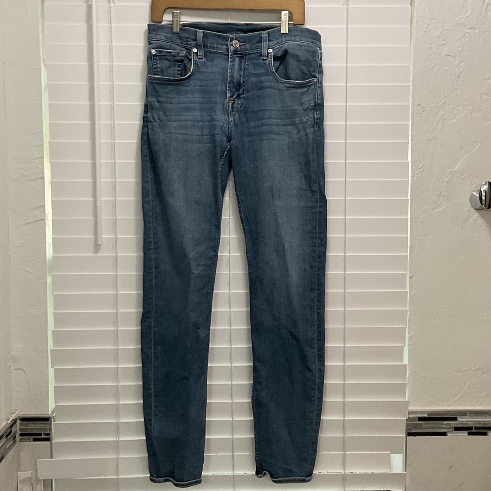 7 For All Mankind high waisted Slim Straight whispered Indigo Jeans
